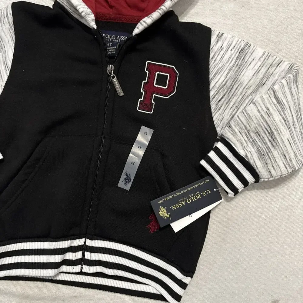 U.S Polo Assn Boys Hooded Jacket Size 3T/4T-Black - Picture 2 of 4